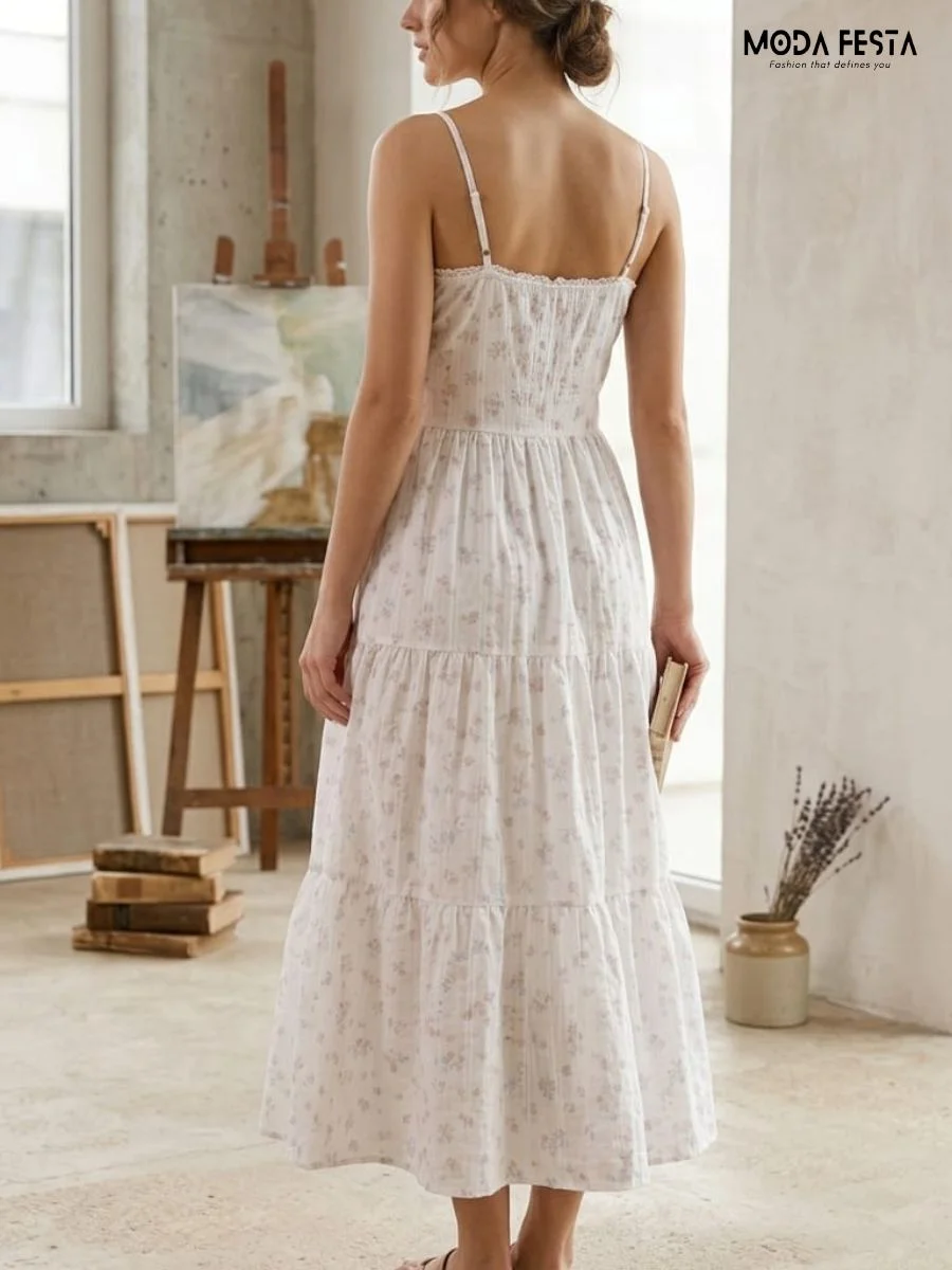 ModaFesta -Cotton-floral-dress-with-shrug -lavender